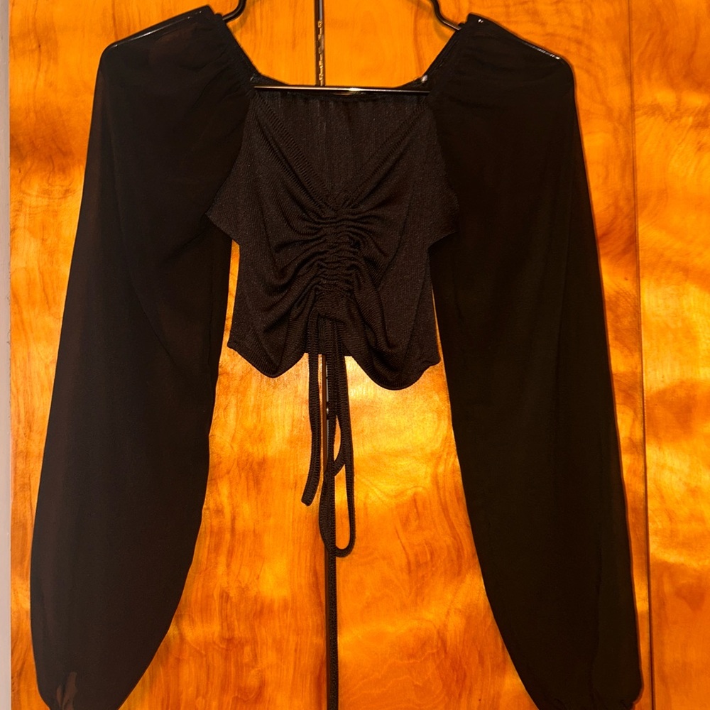 Elegant Black Ruched Women's Top